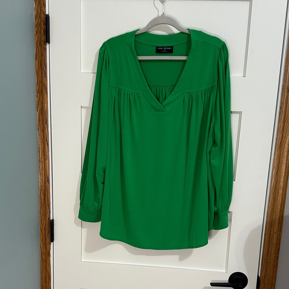 Lane Bryant Green V-Neck Blouse